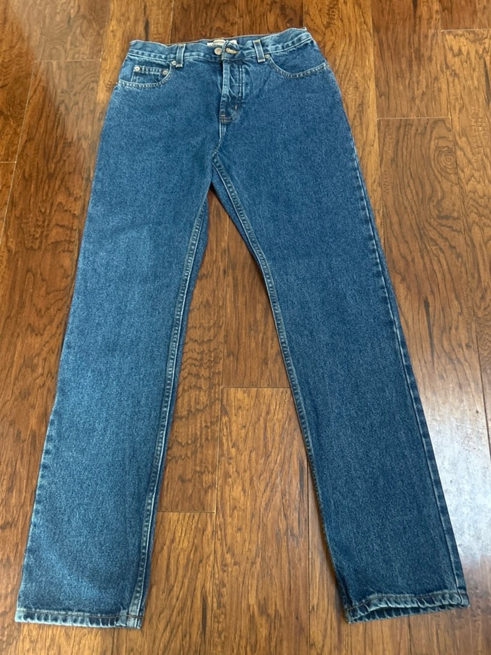 LONDONJEAN Women’s Button Fly Straight-Leg Dark Blue Denim Jeans Size 6